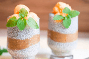Overnight Chia Seed Pudding with Spicy Melon Puree, chia seed recipes