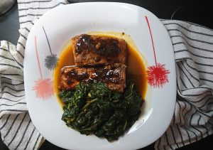Baked Teriyaki Salmon & Sauteed Spinach