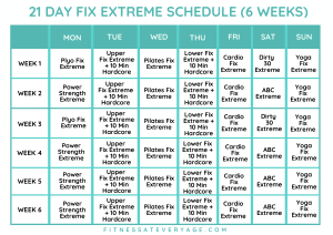 21 Day Fix Extreme Schedule - 6 Weeks