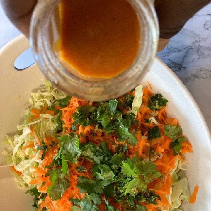 Vegan Cabbage Salad with Spicy Dressing